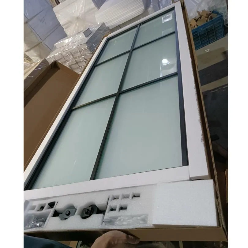 Loft Style Silent Sliding Steel Frame Black Glass Door Partition Doors