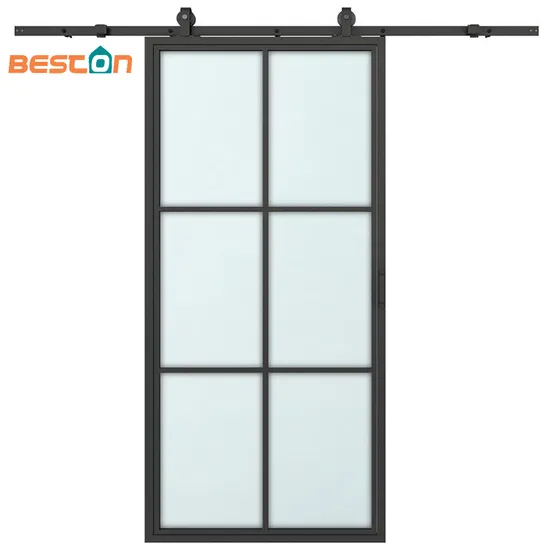 Loft Style Silent Sliding Steel Frame Black Glass Door Partition Doors