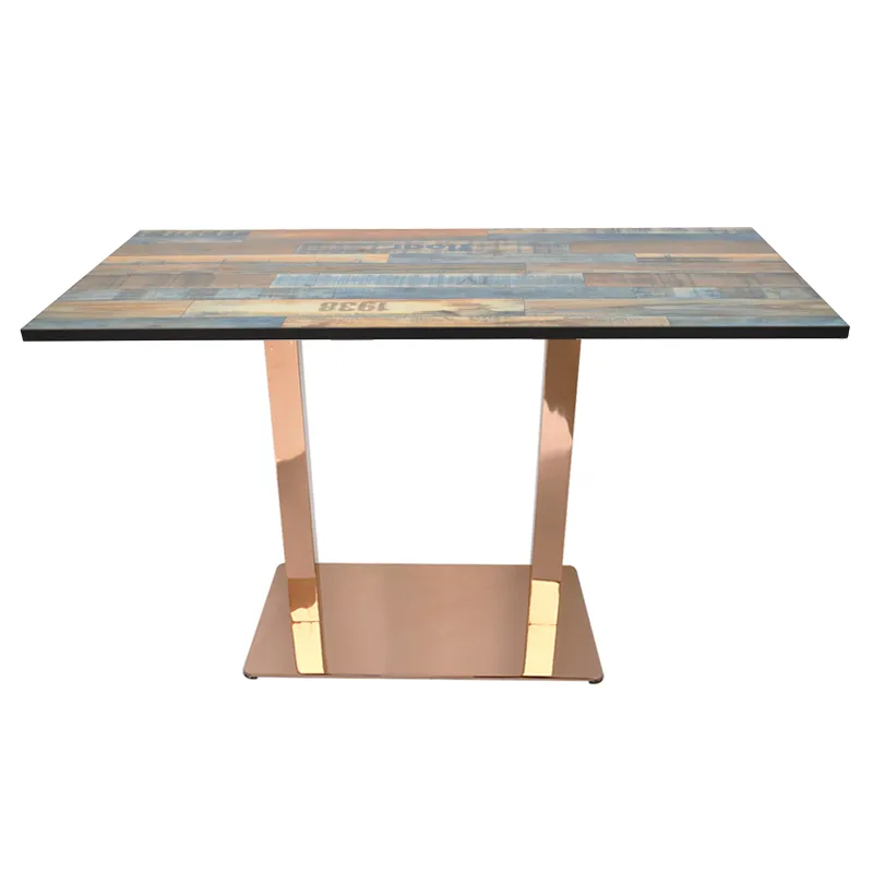 H720mm Height Rose Gold Hairline Finish Stainless Steel Restaurant Table for Sales