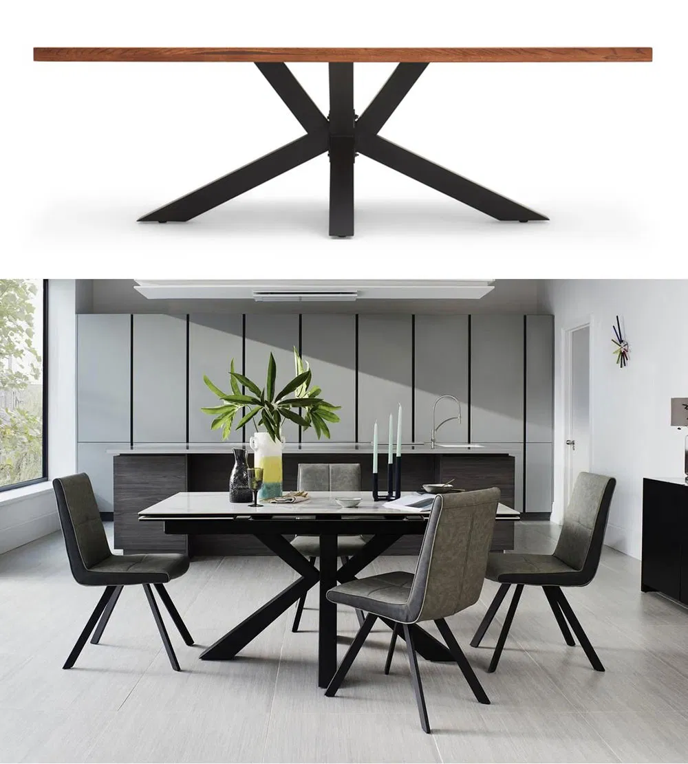 Furniture Modern Round Restaurant Glass Coffee Dining Cast Iron Metal Table Base