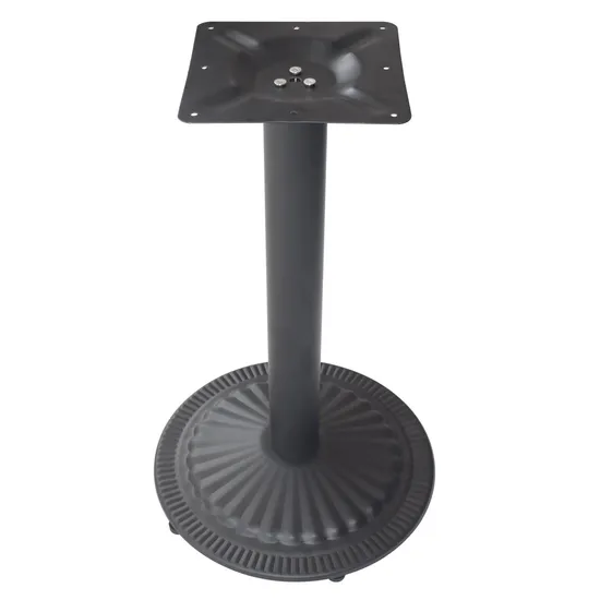 Black Round Shape Iron Metal Table Base with Leveling Legs for Cafe