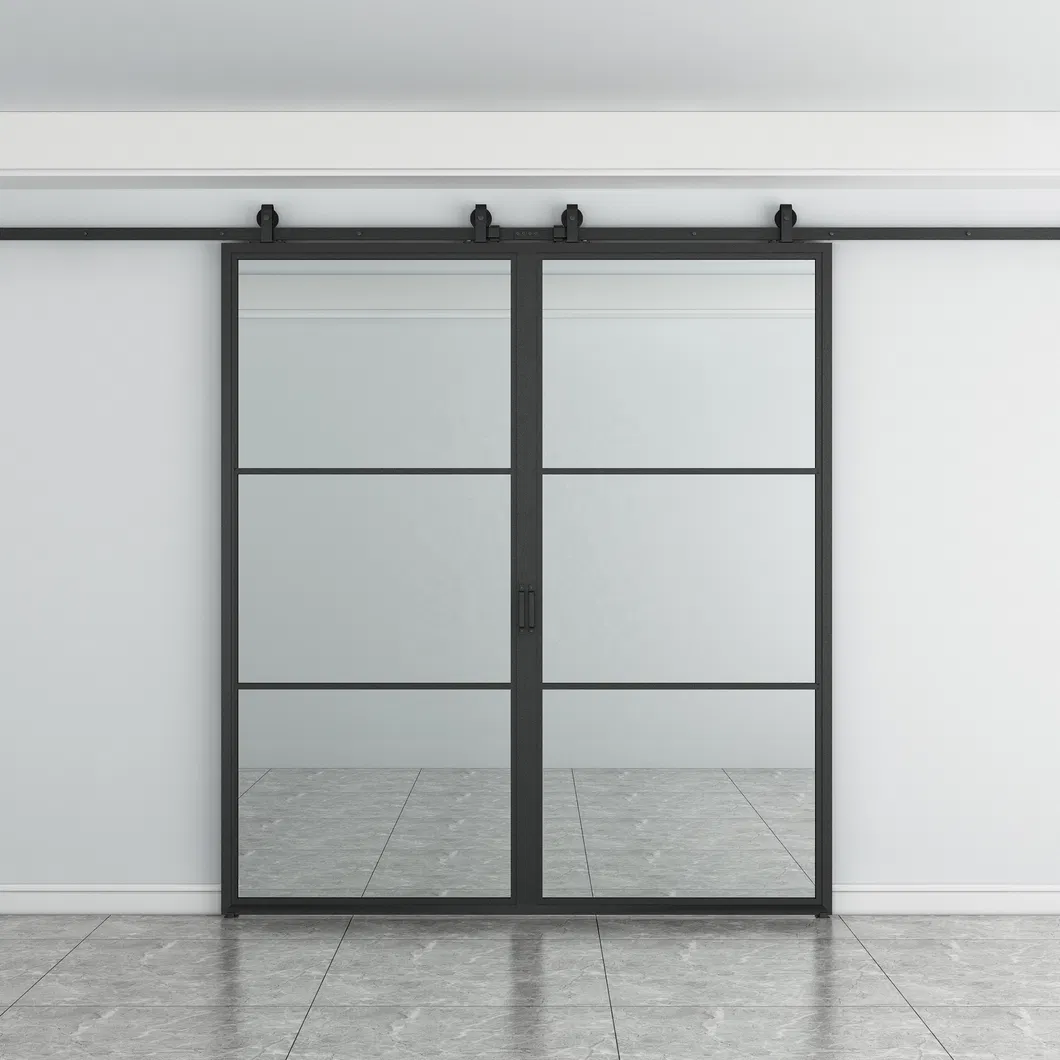 French Door Sliding Double Glass Barn Door Frame