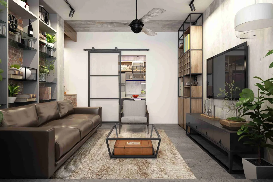 Modern Black Steel Frame Glass Sliding Barn Door for Interior Use