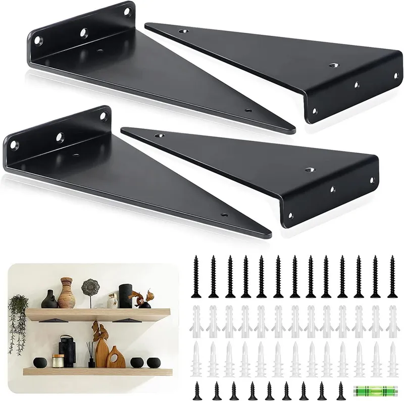 Black Triangle Brackets for Shelves Floating Shelf Hardware Hidden Decorative Shelf Bracket