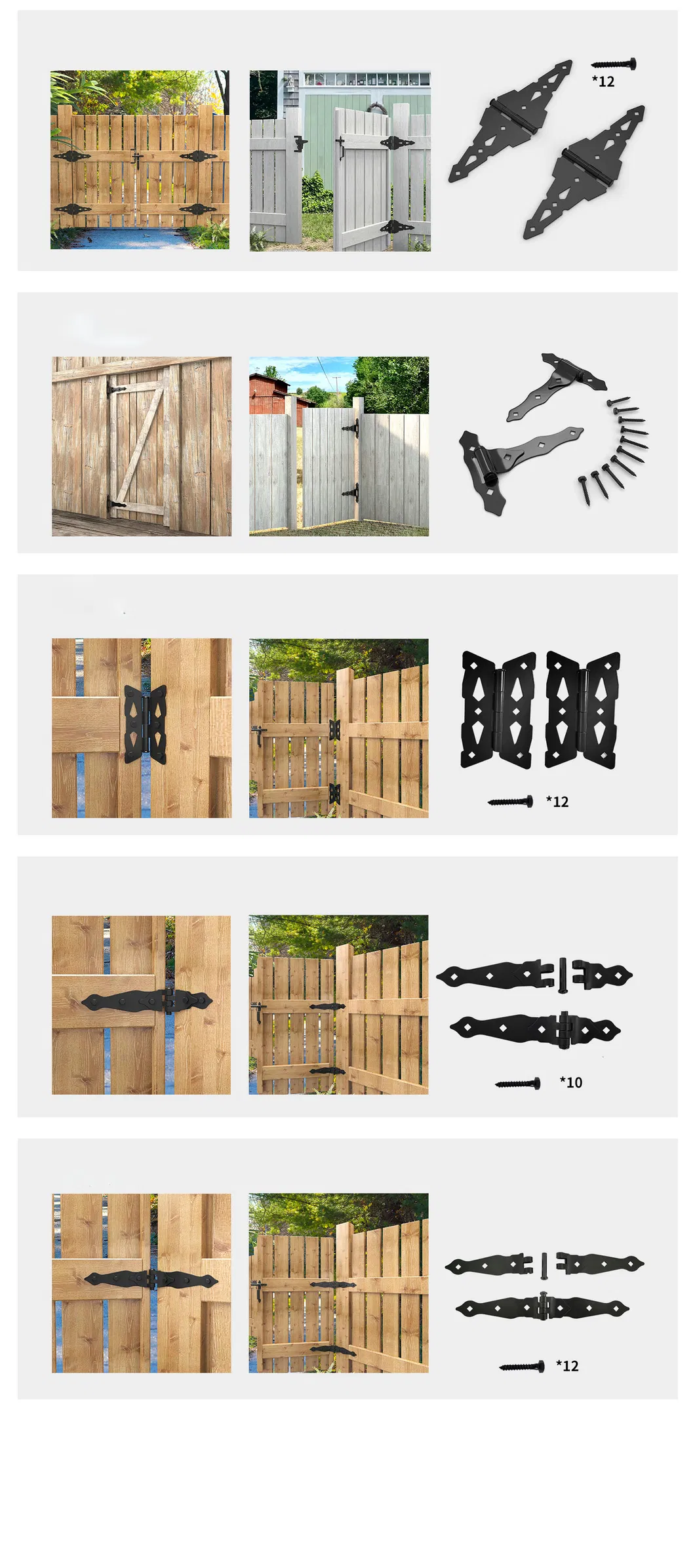 Fence Hardware SS304 PVC/Wooden Gate Hinge and Latch for Garden Courtyard Door