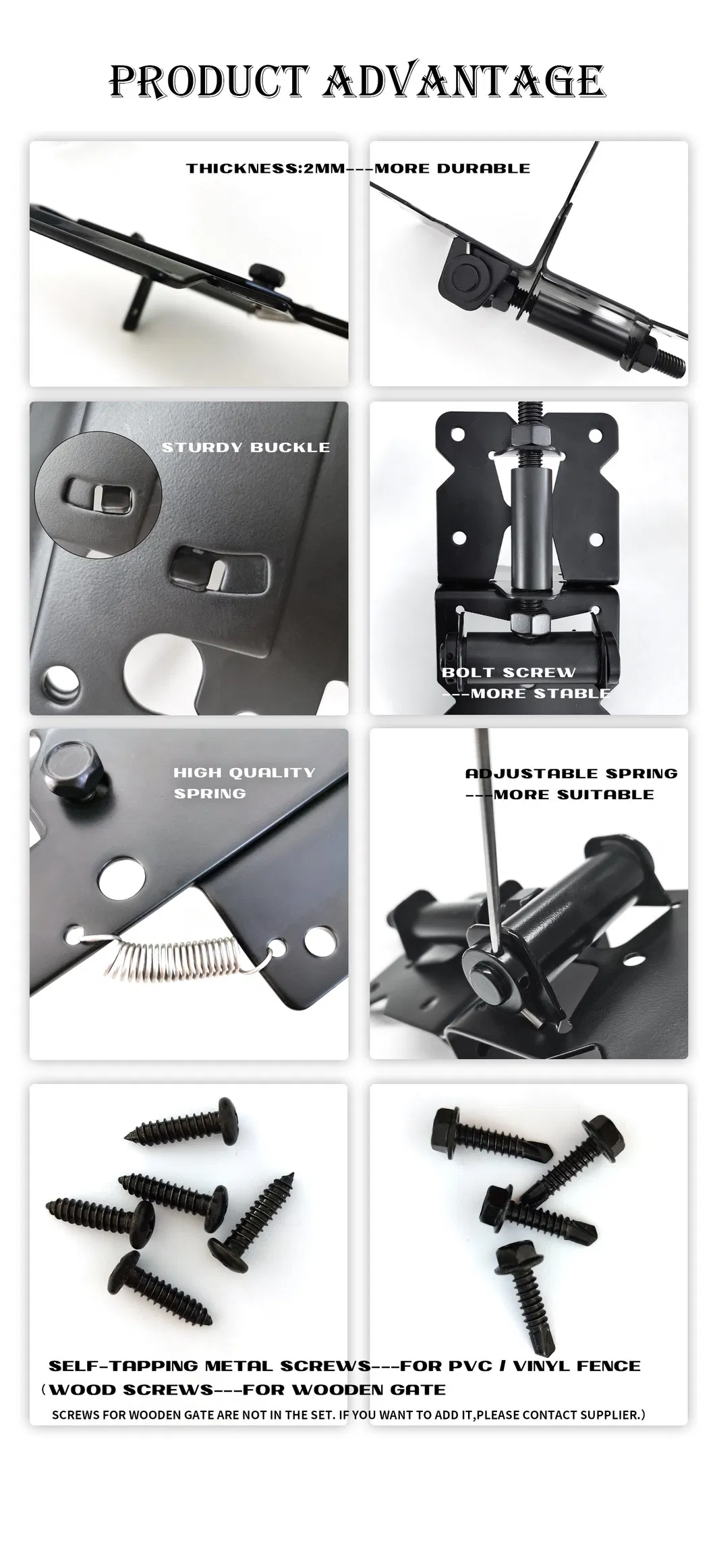 Garden Gate Fence Latches for Wood Vinyl Fence Post Mount Locking Hardware