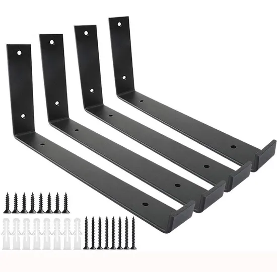 Matte Black Steel Shelf Brackets Wall Mounted Industrial Metal Shelf Brackets