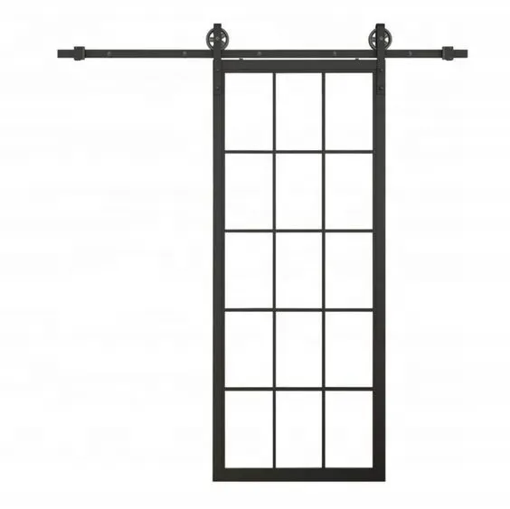 New Stylish Interior Black Steel Frame French Penal Barn Door
