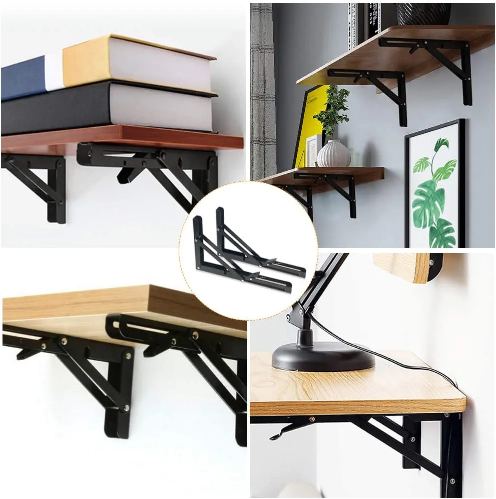 Adjustable Foldable Wall Mount Decorative Metal 18&quot; Folding Shelf Bracket