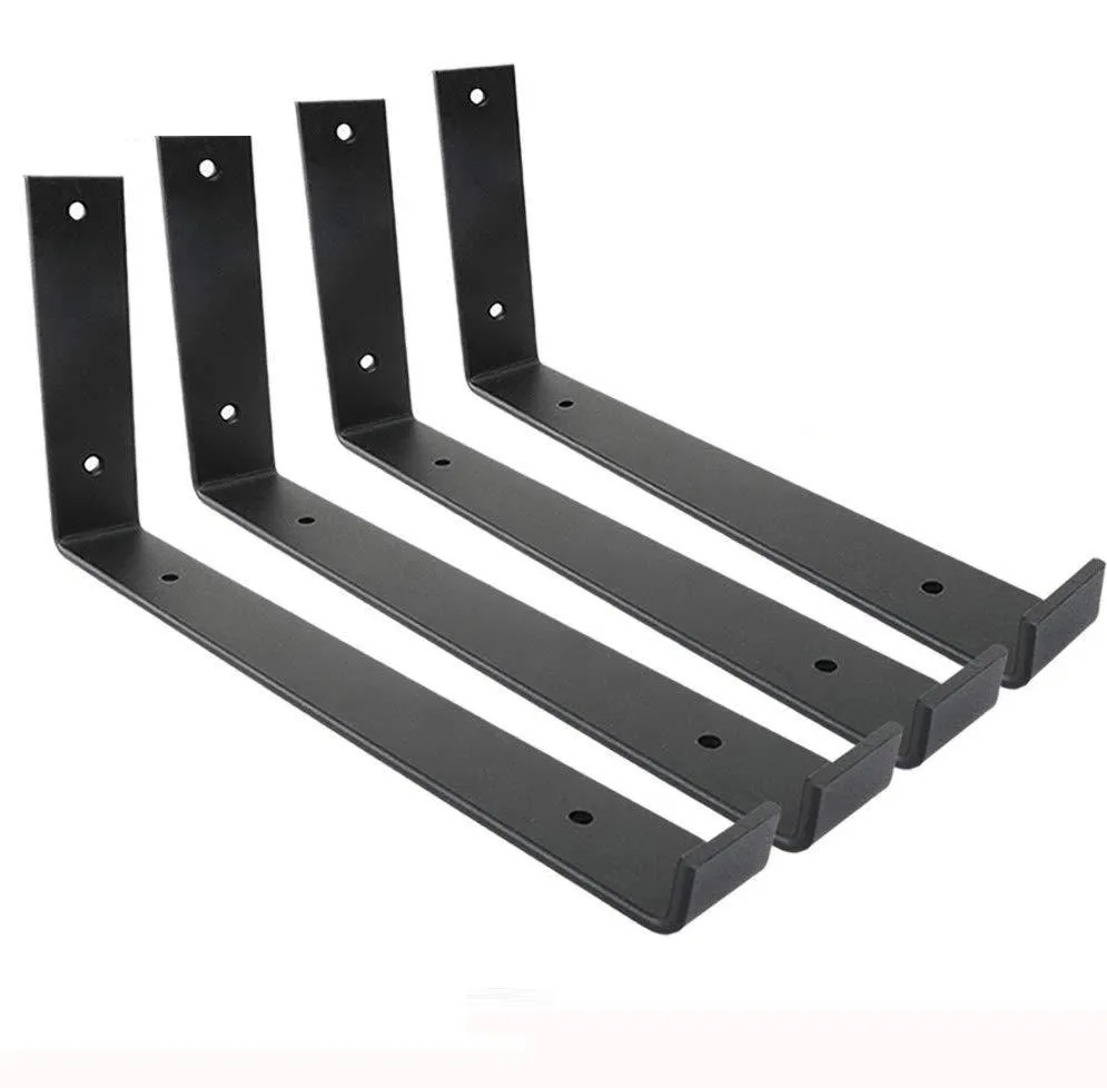 Matte Black Steel Shelf Brackets Wall Mounted Industrial Metal Shelf Brackets