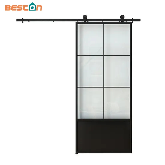 Interior Matt Black Steel Metal Frame Glass Door with Hardware Kit