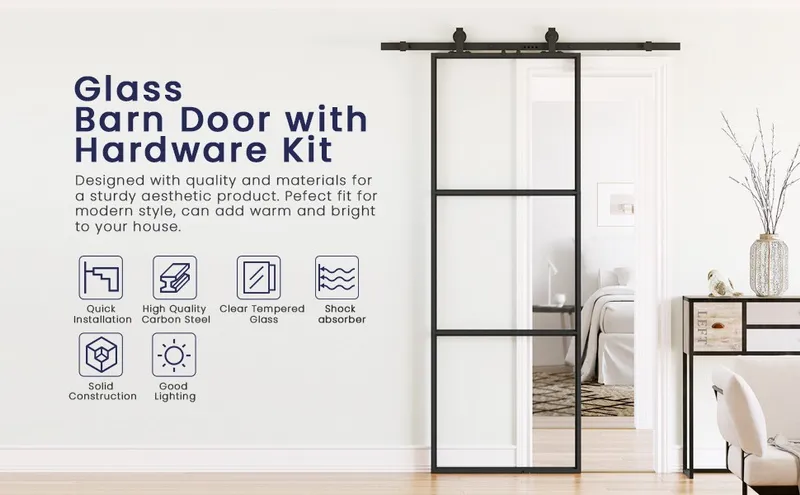 Mechanism Interior Mount Barn Door Hardware Kit Glass Sliding Barn Door