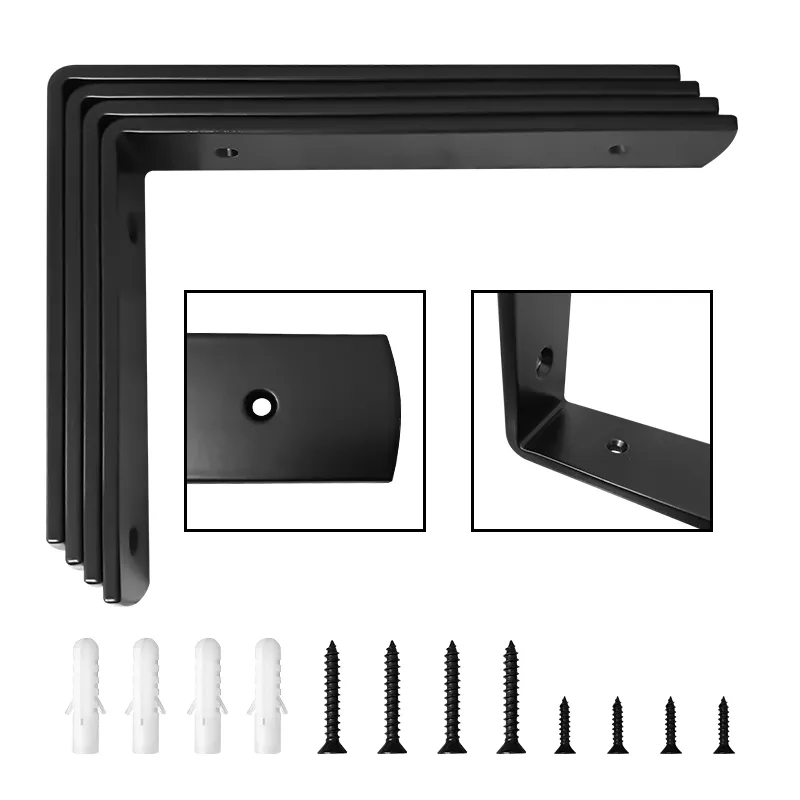 Extra Thick Rustic Black Iron Wall Mounted Rustic Iron L Brackets