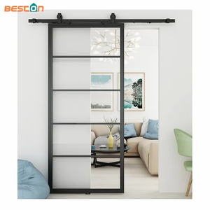 5 Lites Clear or Frosted Glass Sliding Barn Door with Hardware