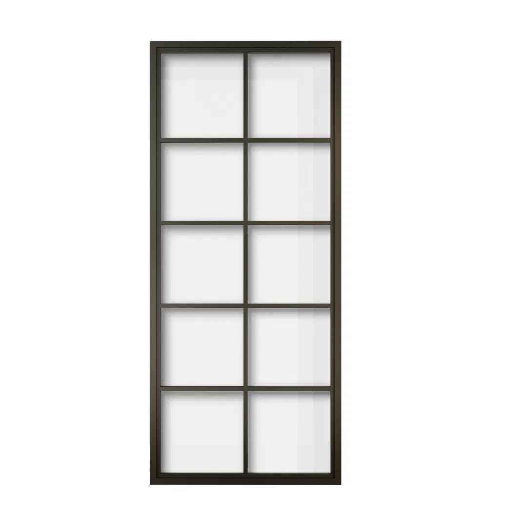Steel Frame Clear Glass Sliding Barn Door with Hardware Kit