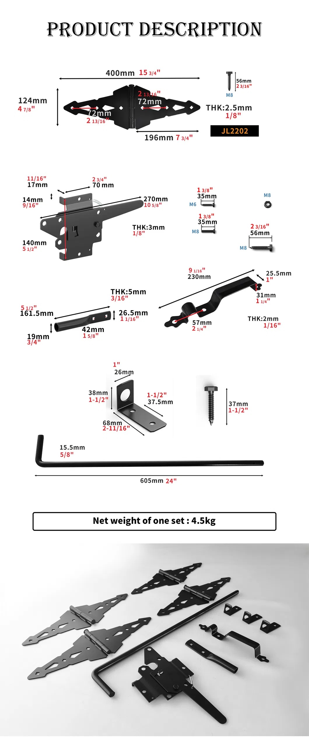 Wood &amp; PVC Fence Iron Two Sided Gate Latch Garden Fence Gate Latch