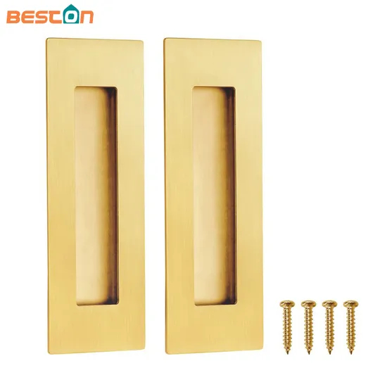 Hardware Pocket Closet Door Brushed Gold Stainless Steel Rectangular Door Handle