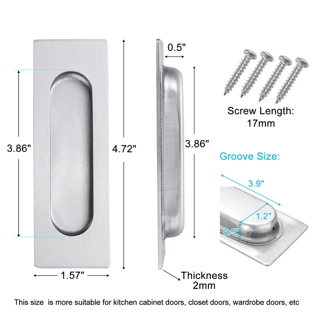Cabinet Closet Door Small Sliding Handle Stainless Steel Door Pull Hardware