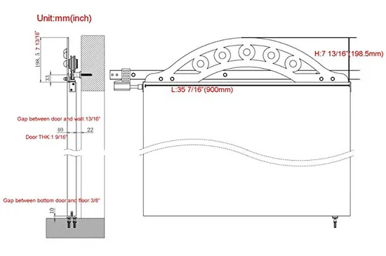 One Piece Wrought Iron Fan-Shaped Royal Roller Sliding Barn Door Hardware