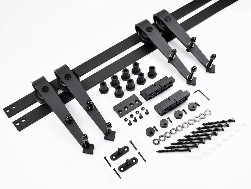 Brushed Nickel Steel Double Sliding Bypass Barn Door Hardware
