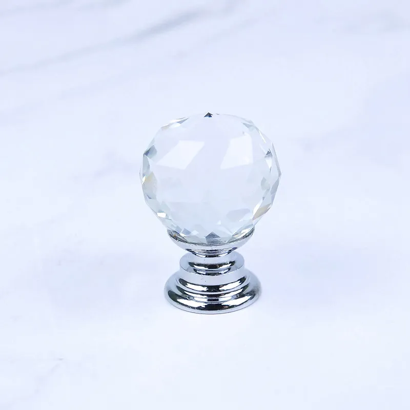 Plane Fillister Head Cupboard Door Handles with Crystals Knobs Glass Cabinet Handles