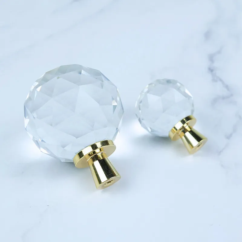 Plane Fillister Head Cupboard Door Handles with Crystals Knobs Glass Cabinet Handles