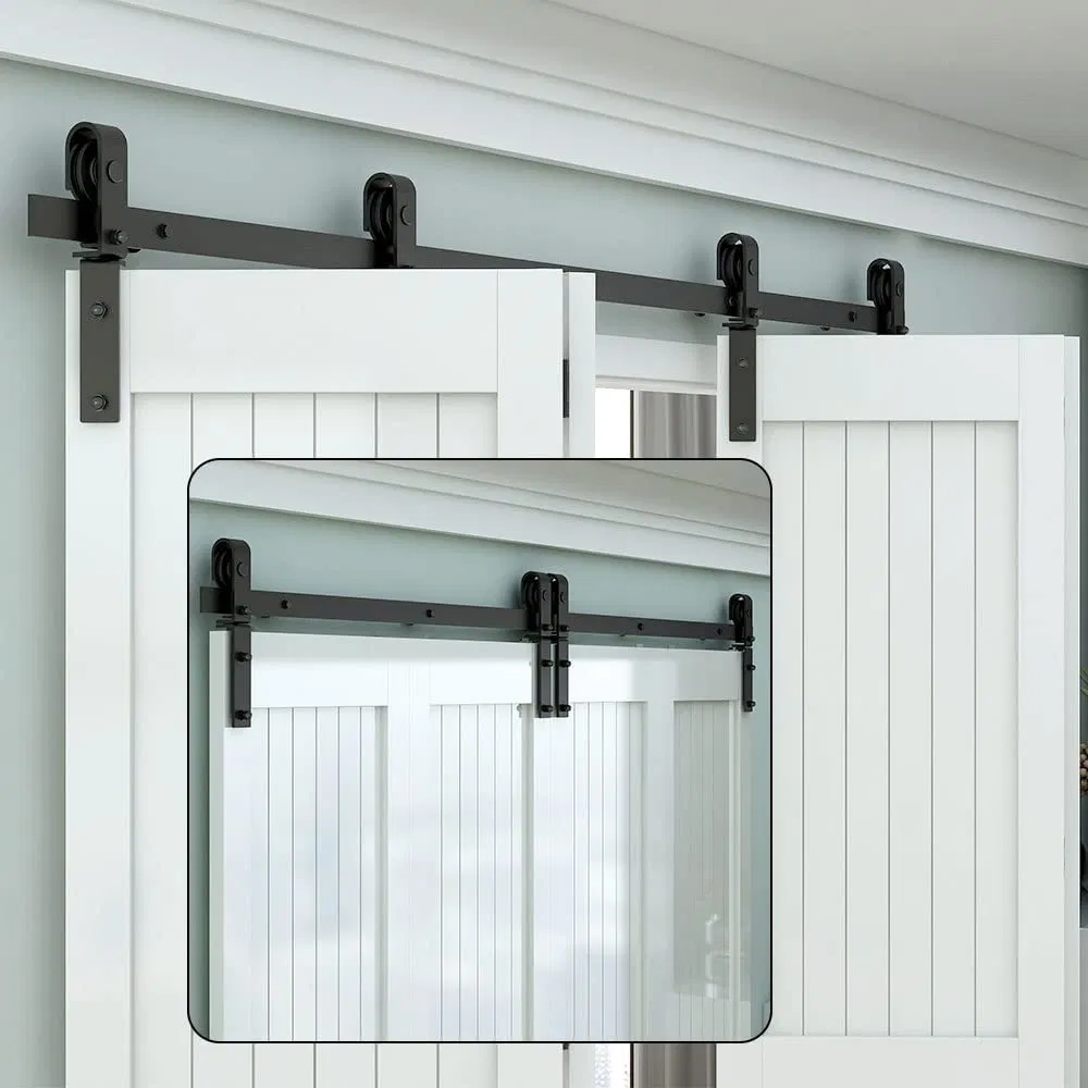 Bi-Folding Sliding Barn Door Hardware Closet Rail Roller Accessory Hardware Kits
