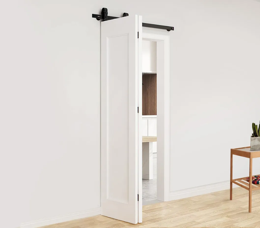 Black Track and Top Mounted Bifold Barn Door Hardware Kit