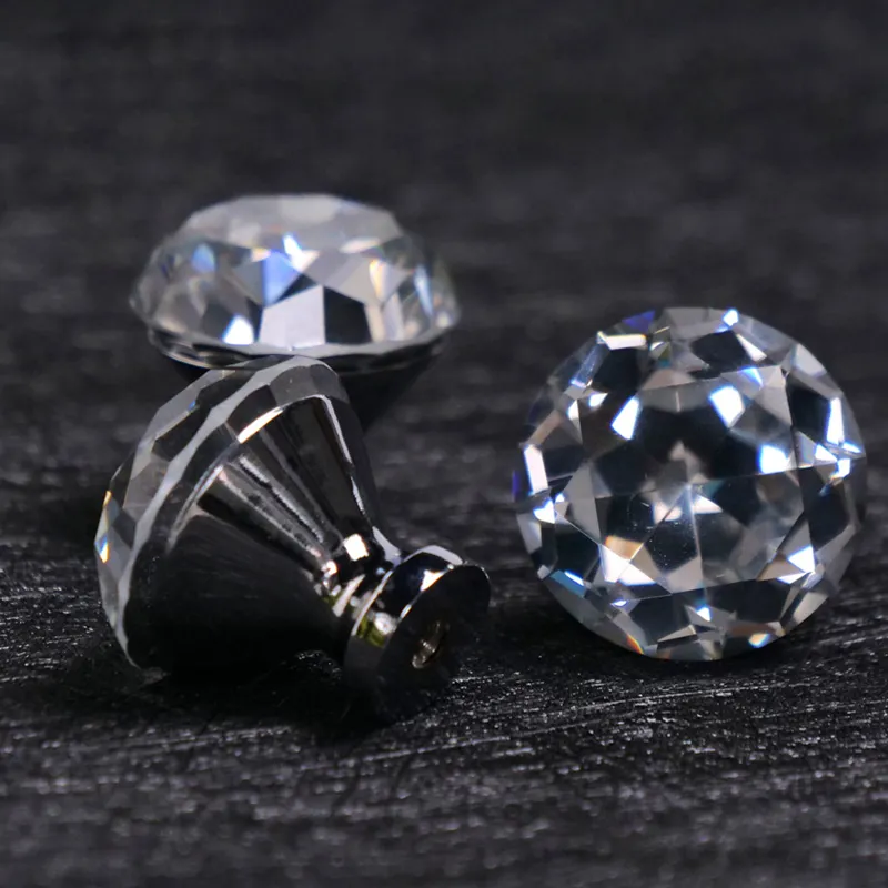 Furniture Hardware Cupboard Kitchen Drawer Glass Handle Cabinet Pulls Crystal Door Knob