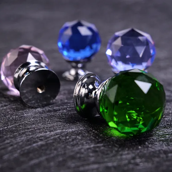 Furniture Hardware Cupboard Kitchen Drawer Glass Handle Cabinet Pulls Crystal Door Knob