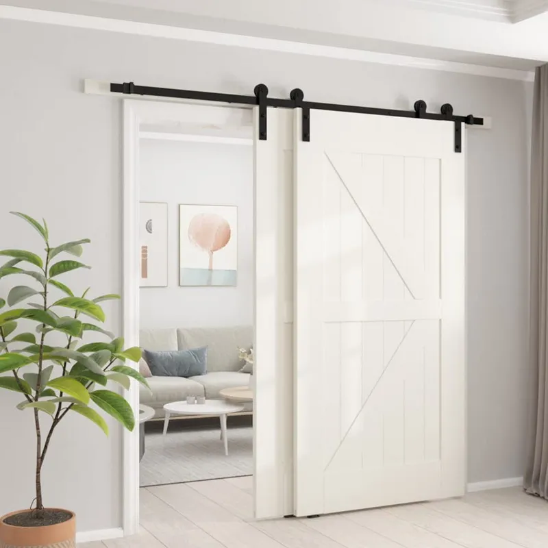 Contemporary Style Interior Bathroom Bypass Sliding Barn Door Hardware Kit