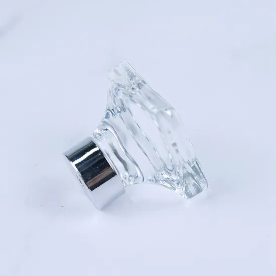 Large Squares Shape Edges Softened Knob Crystal Glass Pull Knobs Door Handles