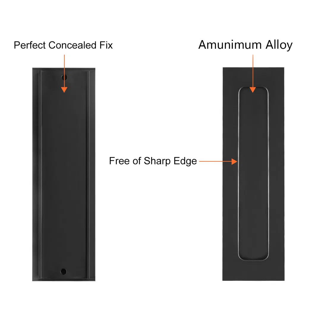 Embedded Handles Black Rectangular Recessed Cabinet Flush Pull Concealed Handle