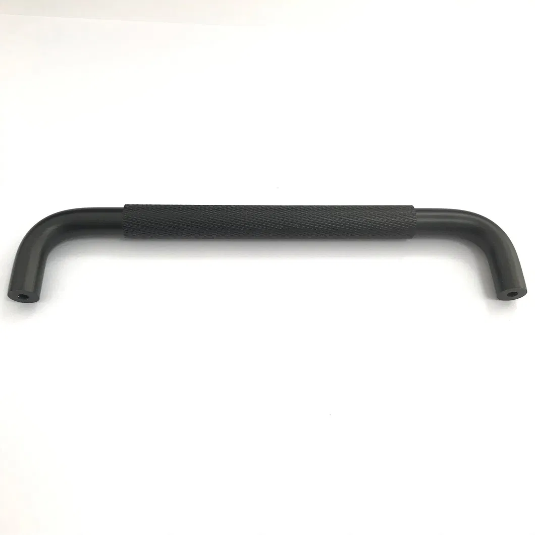 Aluminium Cabinet Hardware Furniture 128mm Brass Gold/Black Knurled Pull Handle