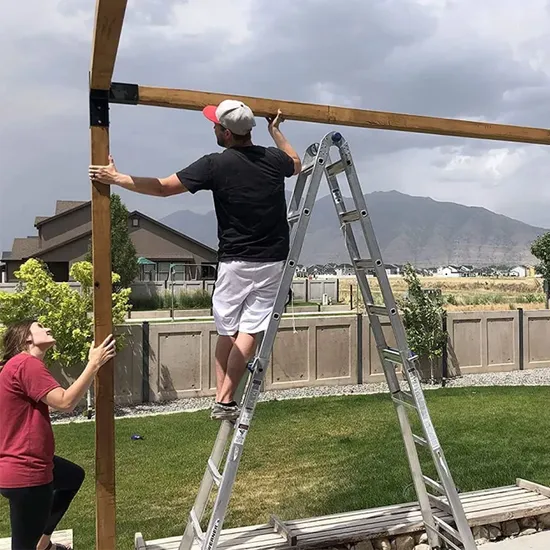 4X4 Ss 3-Way Right Corner Pergola Bracket with 4 Flange Anchors