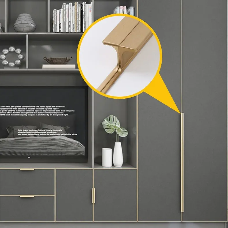 Furniture Edge Profile Handle Aluminum Kitchen Cabinet Wardrobe Door Finger Pull Handle