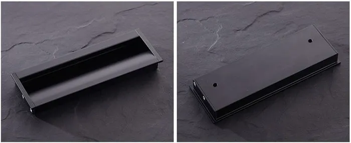 Recessed Cabinet Handles Aluminum Bedroom Kitchen Matt Black Pull Handle