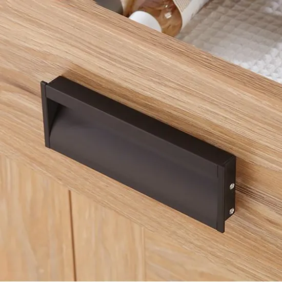 Recessed Cabinet Handles Aluminum Bedroom Kitchen Matt Black Pull Handle