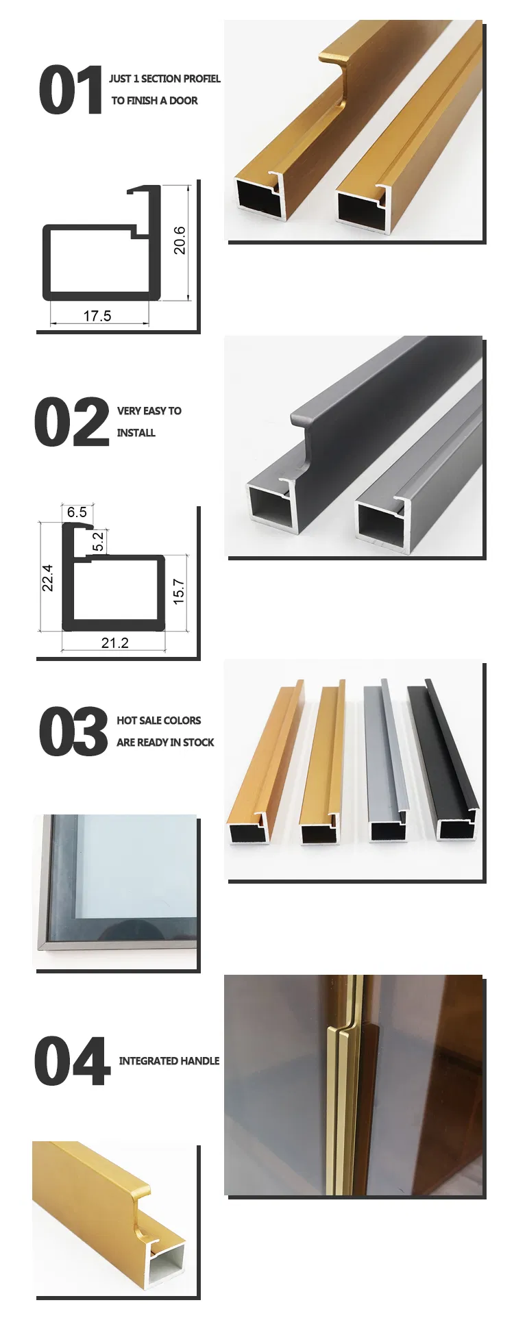 Aluminum Frame Glass Swing Door for Walk in Closet