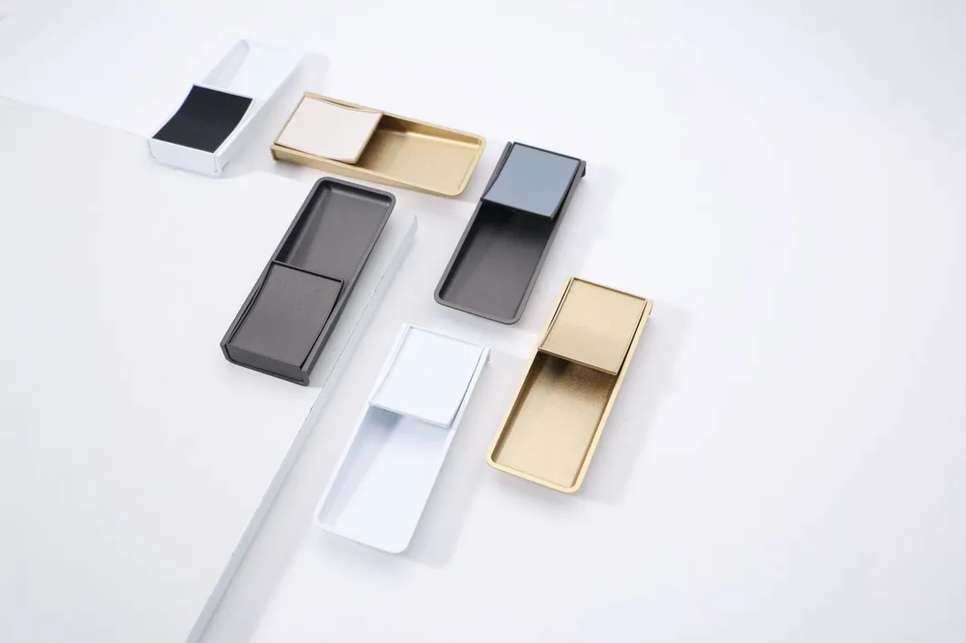 Concealed Cabinet Drawer Handle Zinc Invisible Leather Closet Door Pulls