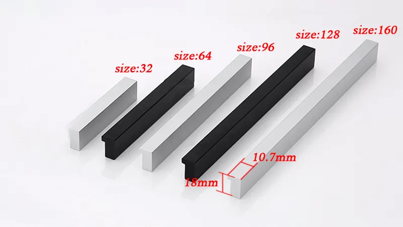 Furniture Accessories Hardware Matt Black Aluminum Cabinet Drawer Pull Handle