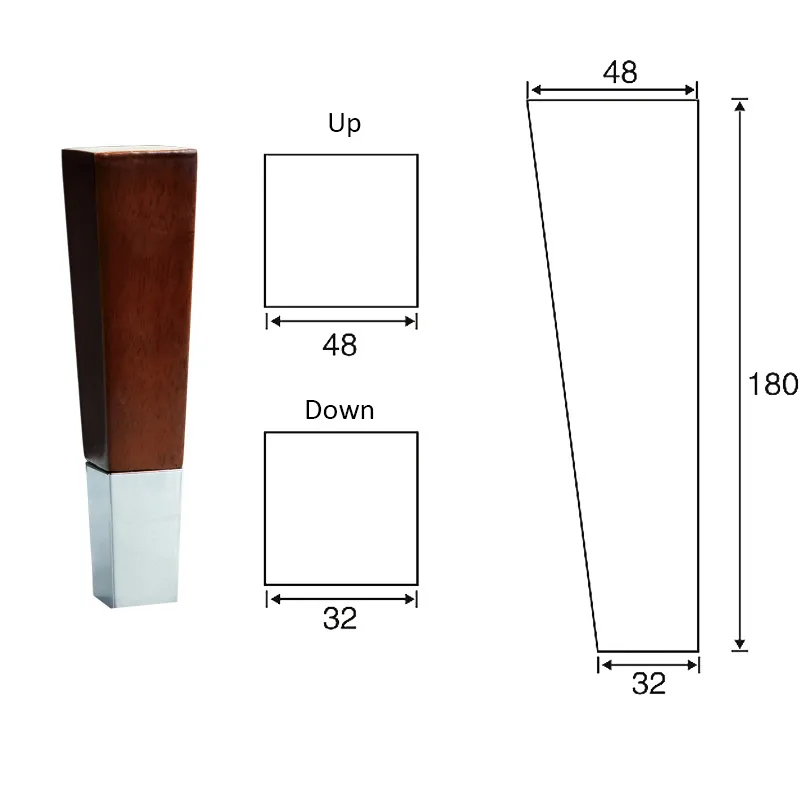 Shaped Turned Wooden Feet Furniture Bed Sofa Legs with Metal Leg Cups