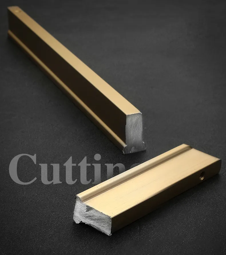 Furniture Hardware Solid Aluminum Pull Handle Black Gold Modern Drawer Cabinet Handles