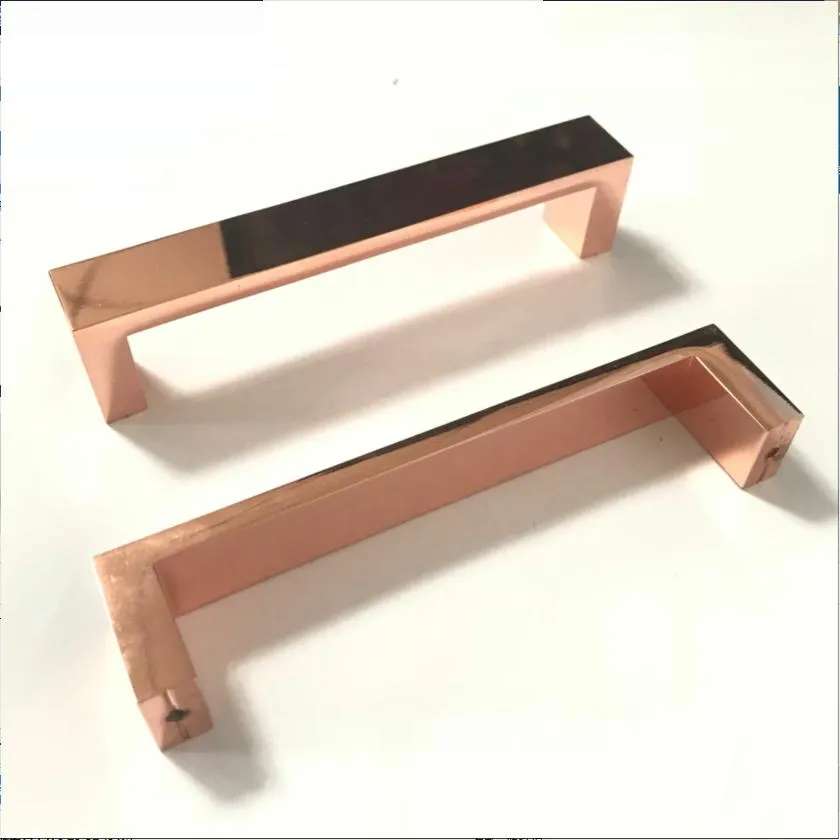 Furniture Fitting Modern Sample Aluminum Rose Gold Kitchen Cabinet Square Handle