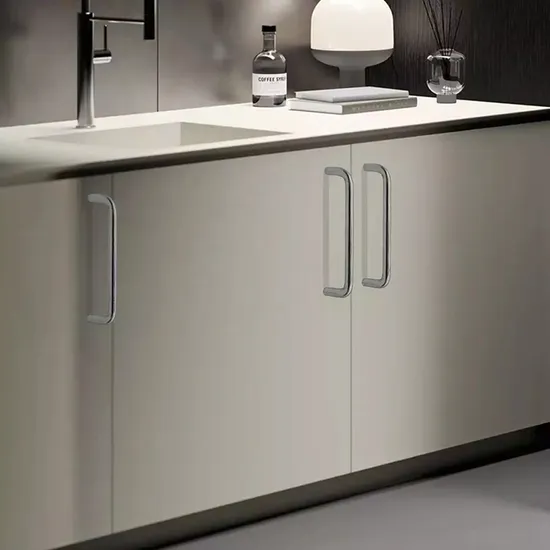 Solid U-Shaped Cabinets and Drawers Simple Kitchen Furniture Aluminum Handles Pulls