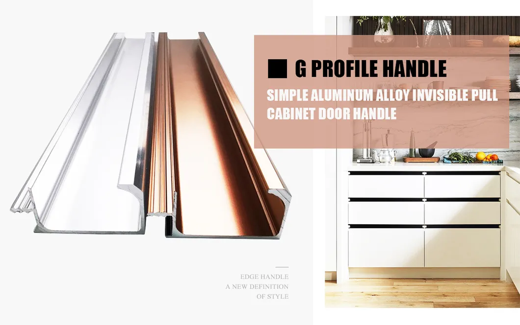 Aluminum G Profile Handle Invisible Kitchen Cupboard Cabinet Door Edge Pull Handles