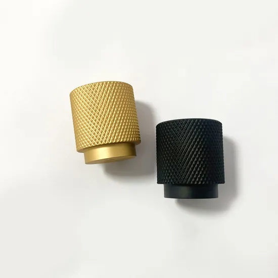 Aluminum Cabinet Door Knob Gold Black Knurled Furniture Drawer Handle Knob