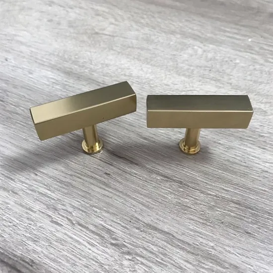 Kitchen Hardware Cabinet Brass Gold T Bar Handle Knob with Base