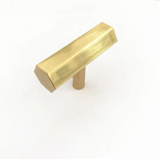 T Bar Brass Gold Furniture Handle Solid Aluminium Ss Cabinet Heaxgon Knob