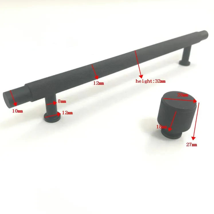 Brass Knurled Solid Cupboard Black/Chrome/Gold Cabinet Pull Handle